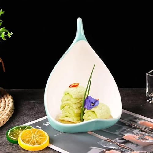 DLAZUM Platos exquisitos, vajilla de cerámica Irregular para Comedor, vajilla Creativa para Platos fríos, Plato Personalizado, Plato de Fruta Simple para Uso doméstico.,Blue-One Size