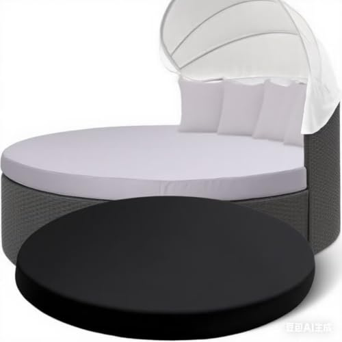 Generisch Tagesbett Kissenhülle Rund 167,6 cm – Ersatzbezug Für Loungemöbel, Outdoor, Sonneninsel Auflagen Überzug Wasserdicht, Wasserfest & UV-beständig – Nur Bezug-Black||66inch