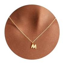 TINGN Halskette Mädchen Damen Gold - Kette mit Buchstaben M Personalisierte Halskette Damen Gold Schmuck Modeschmuck Kette, Teenager Mädchen Geschenke Kinder für 8,9,10,11,12,13 Jahre