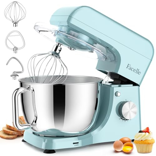 Batidora Amasadora 1500W, Bol de Acero Inoxidable 5,5L, 10 Velocidades | con Varillas, Gancho Amasador y Batidor Plano batidora amasadora versátil, batidora de pie doméstica duradera