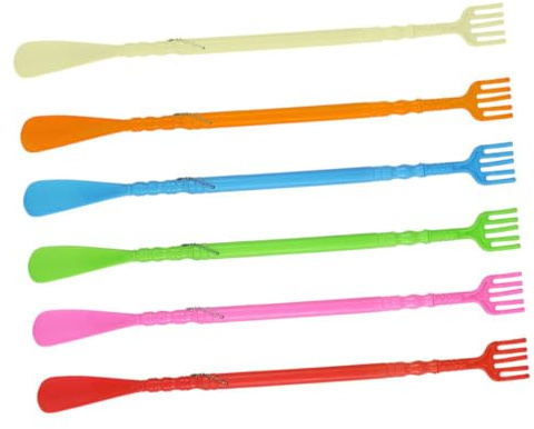 OATIPHO 6 piezas Calzadores Multifuncionales con Masajeador y Rascador de Espalda Ergonómico para Facilitar Calzado sin Agacharse Plástico Resistente Color Surtido