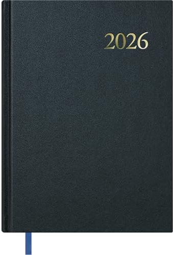 Dohe - Dagbok 2026 – dag sida, stor storlek (17 x 24 cm), hårt omslag, 12 månader januari till december, årlig spansk planerare med bokmärke - svart segovia
