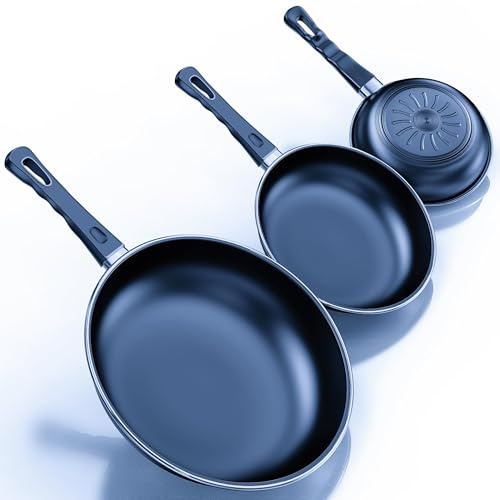 Pfannenset Set, 24cm+26cm+30cm Bratpfanne Skillet 3-teiliges Set, Omelettpfanne hitzebeständig, PFAS-frei, Geeignet für alle Arten von Kochern, einschließlich Induktion (RS2)