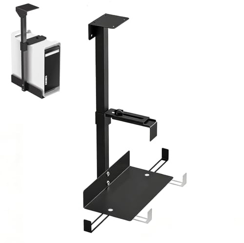 RATSTONE Fast PC-stativ, skrivbords- och väggfäste för datorhölje, justerbart tungt stöd upp till 30 kg, justerbar höjd 110–470 mm, platsbesparande för kontor och spel