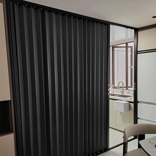 Drzwi Harmonijkowe Robust dragspelsdörr med nyckellås - Aluminium, förborrad grå vikdörr, invändig skjutdörr (H 175 cm (69 tum))(65x80in/165x203cm)