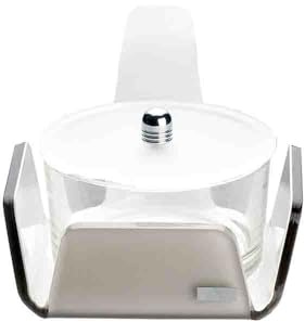 VESTA Formaggiera tonda Like Water - Tortora satinato e bianco - 10x5x13x10 cm - Cristallo acrilico - Made in Italy
