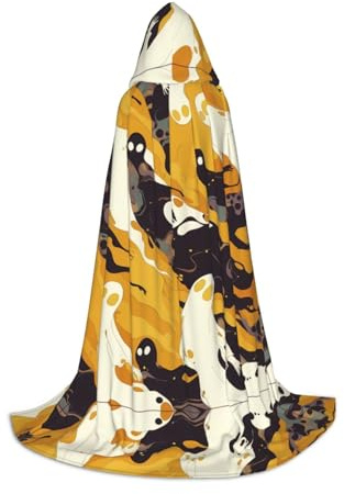 QAZWZML Grande cape à capuche imprimée fantôme flottant, costume de cosplay, parfait pour les déguisements et les fêtes de fin d'année