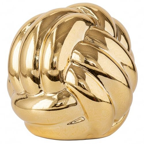 Wilafury Ceramic Knot Decor, Modern Coffee Table Decorations & Chain Link Decor, Abstract Art for Living Room, Bookshelf & Entryway (Gold)