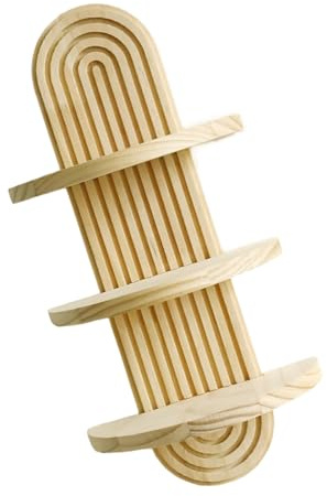 Bwuikim Arched Shape Wood Wall Shelf 3 Tiered Hanging Rack for Indoor Plant Decorative Display Organizers Easy Installation Wood Wall Planter Display Stand
