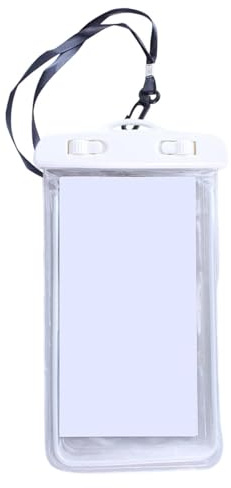 Vattentät mobilväska med lysande, flytande nyckelband, 22 x 12 cm, vattentät mobilficka, bärbart smartphone-fodral, Ipx8 dykbar, för pool, båtliv, snorkling, somm, vit, Siehe Beschreibung, Se