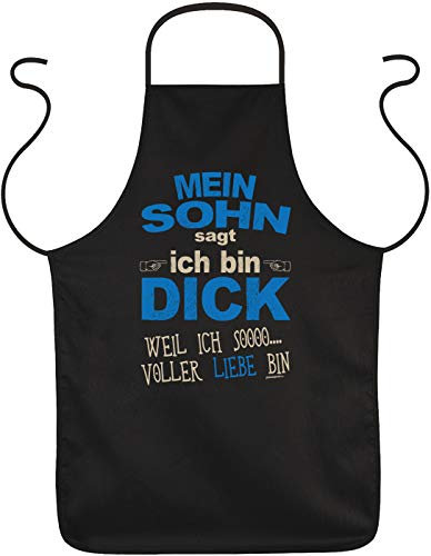 Tini - Shirts Schürze Sohn - Vater - Sprüche Koch-Schürze Papa : Mein Sohn sagt ich bin dick … - Geschenk Grillschürze Geburtstag Väter