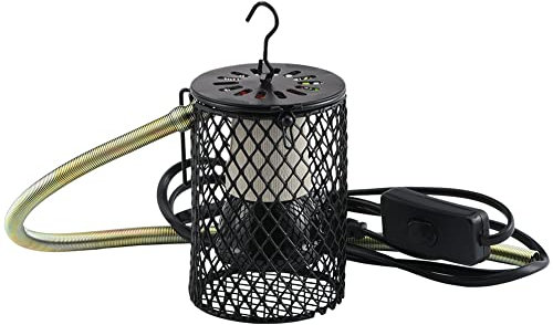 Furpaw Reptilien Wärmelampe mit Schutzkorb, E27 Wärmelampe Keramik, UVA, UVB, Terrarium Waermelampe für Schildkröte, Schlange, Eidechse, Hühner, Vögel, Chamäleon, 100 W