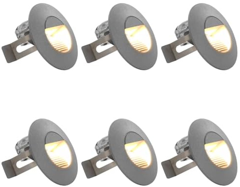 vidaXL 6x Außenleuchte Wandleuchte Gartenlampe Gartenleuchte Treppenleuchte Treppenbeleuchtung Stufenlicht Wand Einbauleuchte LED 2 W Silbern Rund