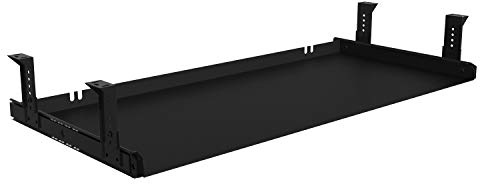 FRMSAET Under Desk Keyboard Tray Heavy-Duty All-Metal Material 53 cm/ 60 cm/ 76 cm Platform Computer Drawer Organizer Home Office Kitchen Bedroom Garage Storage Tool - Easy to Install.(76 cm, Black)