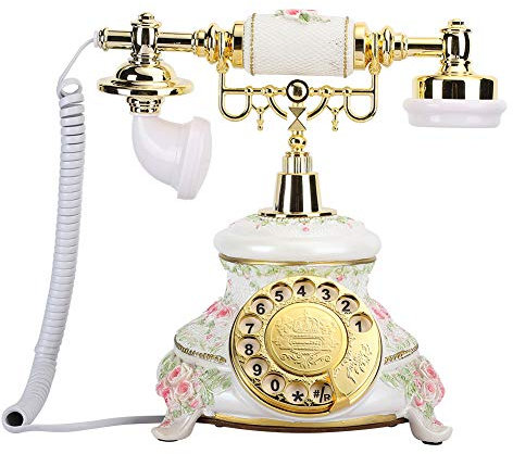 Telefono con filo fisso, telefoni antichi con quadrante girevole, telefono fisso vintage in stile country retrò, telefono fisso fisso fisso per la casa