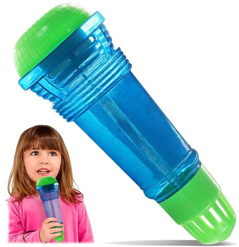 Novelty Place Echo Mic pour Enfants Tout-Petits - Microphone karaoké Magique sans Pile amplificateur de Voix Jouet rétro pour Chanter thérapie de Communication vocale (Bleu et Vert)