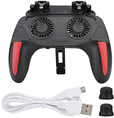 Contrôleur de Jeu de téléphone Portable avec Double Ventilateurs de Refroidissement Poignée d'alimentation de Manette de Jeu de Dissipation Thermique, adapté au téléphone de 4,7 à 6,5 Pouces