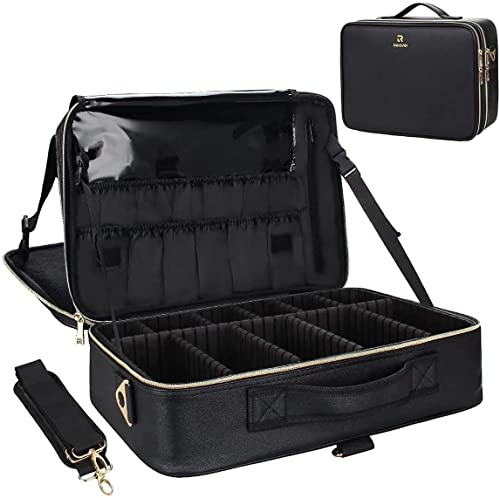 Relavel Grande Borsa Cosmetica – 15,8 Pollici, Portatile da Viaggio, Borsa per Trucchi da Donna, Borsa Professionale per Trucchi, Valigetta Impermeabile per Cosmetici con Divisori Regolabili