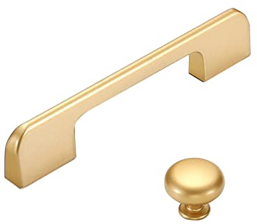 SZLXJMFL Möbelgriffe Gold Modern, 2 Kabinett Türklinke, Massive Aluminium | Beschichtungsverfahren, 29-1000 mm Bügelgriffe, Möbel Griffen Küche Griffe(Gebürstetem Gold)-144mm/5.7in