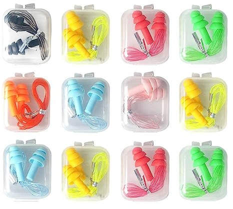 LuLiyLdJ 12 pares de olivas de silicona, olivas de silicona reutilizables, almohadillas de protección auditiva para dormir y viajar en avión, protección auditiva resistente al agua.