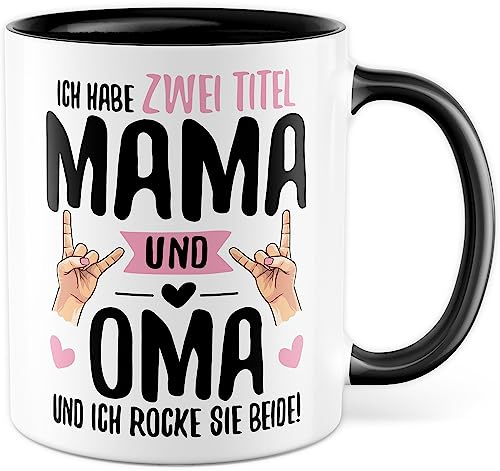 Oma und Mama Tasse Geschenk lustig Mutter Großmutter Muttertag Kaffeetasse Geschenkidee Humor Geburt Enkel Eltern Großeltern Rock Rockfan (Mama/Oma)