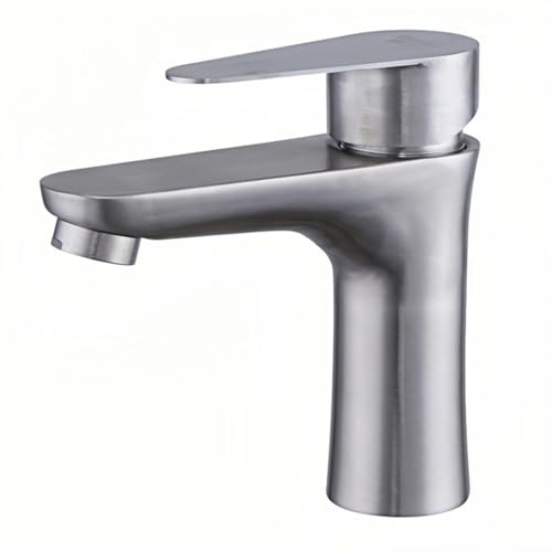 Waschbecken Armatur Wasserhahn Aus Edelstahl 304 Heißer Und Kalter Waschbecken-Badezimmer-Handwaschbecken Heißer Und Kalter Untertisch-Waschtisch-Wasserhahn Gebürstetes Silber Gebogen