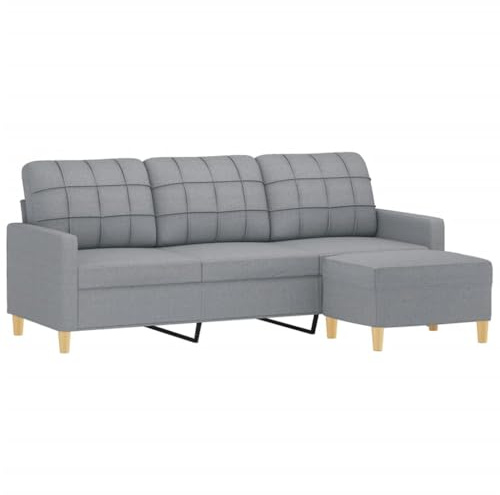 vidaXL 3-sitssoffa med fotpall ljusgrå 180 cm tyg, 3-sitssoffa, tresitssoffa, divansoffa, 3-sitssoffor, tresitssoffor, divansoffor, vardagsrumssoffa