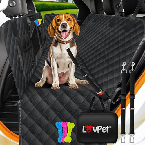 Lovpet® Protège-Coffre avec Protection latérale et de seuil, Housse pour Chien pour Banquette arrière de Voiture avec fenêtre Transparente et Accessoires. Housse de Voiture pour Chien Premium