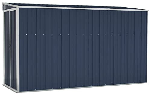 prissent Gartenhütte 118x288x178 cm Gerätehaus Fahrradunterstand Gartenschrank Wetterfest Schuppen Garten Anthrazit