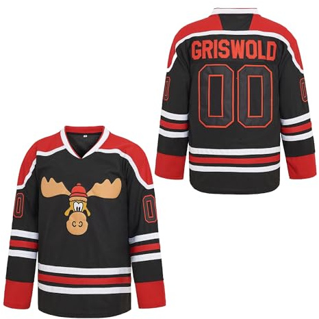 PERC30 Hockey Jerseys #00 Movie Men's Christmas Stitched Letters and Numbers S-4XL (Black, X-Large)