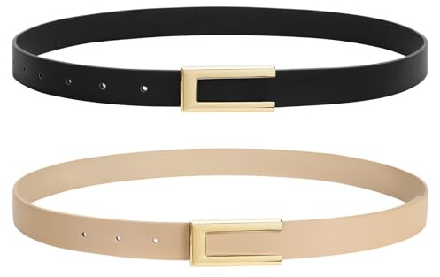 WHIPPY 2er-Pack Ledergürtel Damen Leder gürtel Damengürtel für Jeans Kleider Mäntel mit goldener Schnalle