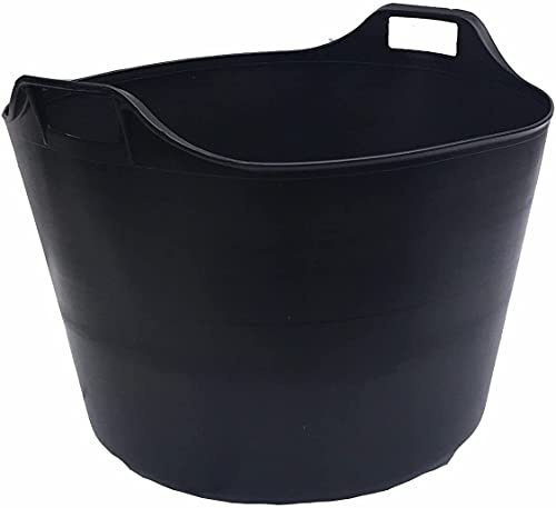 M1SS 75L Litre Black Robust Versatile Multipurpose Extra Large Flexi Tub Reusable Flexible | 70L Litre Bucket with Rope Strong Plastic Storage Bucket For Home Garden Construction (Flexi Tub)