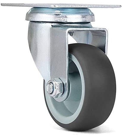 Bürorollen, 4 Stück, Rollen, 5,1 cm, robuste, drehbare, weiche Gummirolle mit Bremse für Plattformwagen, Möbelräder, Rollen