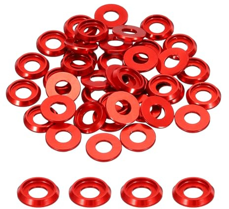 QUARKZMAN Rondelles Coniques M6 Avec Tête en Forme de Coupe, Diamètre du Trou de 6 mm, Rondelles en Aluminium pour Vis RC/FPV/PC/Drone/Pièces de Modèles, Lot de 40 (Rouge)