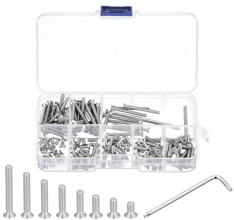 QUARKZMAN Kit de Tornillos de Seguridad Torx M3 (M3X5/8/10/12/16/20/25/30mm) 150 Piezas de Cabeza Avellanada de Acero Inoxidable 304 a Prueba de Manipulaciones con 1 Llave T10