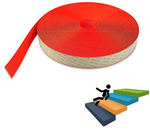 PVC Treppenkantenprofil Vinyl-Anti-Rutsch-Treppenkante Selbstklebende Kantenschutz-Formleiste Treppenprofil Für Parkett Und Laminat Für Den Außen- Und Innenbereich Treppenprofil ( Color : Rosso , Size