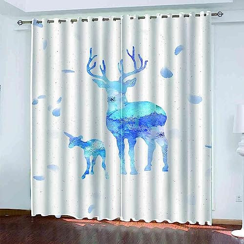 3D Verdunkelungsvorhang Ösen Blauer Elch,2Er Set 2 X 85 X 200 cm Gardinen Wohnzimmer Gardinen Blickdicht Kinder Vorhänge Schlafzimmer Dekoschals Gardine -1S0B7D6R3D6G5P7V9E3M2L8A9V2A2X5A5H6R2E3X4L8G0