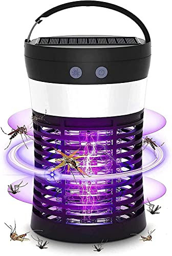 OZBME Lámpara matamosquitos, luz eléctrica Solar/USB para Matar Moscas, Insecto Recargable Impermeable con lámpara de Camping, matamoscas, matamoscas, matamoscas para Interiores y Exteriores