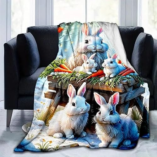 YZQGLHP Kuscheldecke 150x200 Kaninchen Kuscheldecken Falten Beständig Weich Flanell Flauschige Decke für Fernsehen, Auf Dem Sofa/Bett Faulenzen