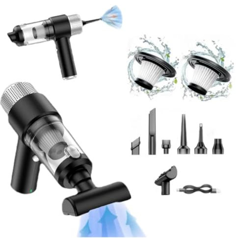 Cordless Handheld Vacuum Cleaner, 8500Pa Powerful Suction Portable Rechargeable Lightweight Quick Charge Small Hand Held Vacuum Cordless for Car, Home, Carpet Stairs, Office and Pet Hair, Black Color