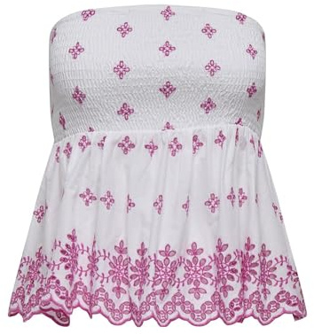 Onllou Life Emb Bandeau Top WVN, Ljus vit, S