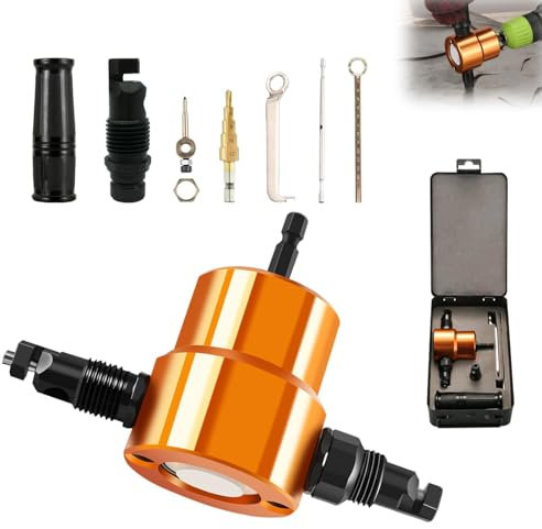 Doppelkopf-Knabber, Blechschneider, 360 Grad verstellbarer Bohraufsatz, Metall-Knabber-Werkzeugsatz mit Schraubenschlüssel und zusätzlichen Knabberteilen (7-teiliges Set, Werkzeugkasten aus Eisen)