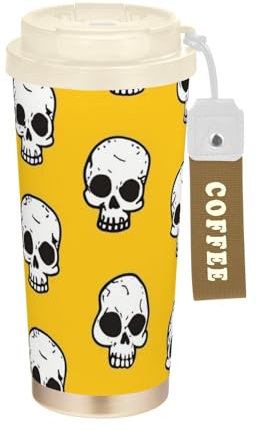 Amooorous Vaso de café decorativo personalizado de Halloween con tapas para llevar de acero inoxidable, taza térmica de acero inoxidable para bebidas frías y calientes, fugas de 17 onzas
