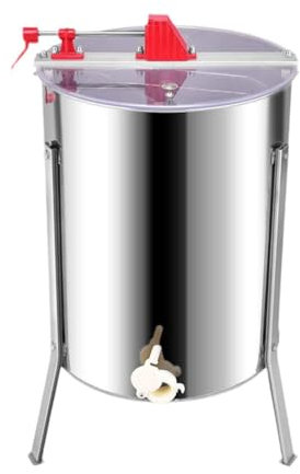 WRJAHCG Extracteur de Miel, Centrifugeuse de Miel Manuel Tangentiel, 4 Cadres Séparateur en Acier Inoxydable, Équipement d'Apiculture