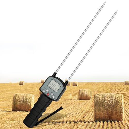 TK100H, misuratore di umidità portatile per fieno, misuratore di umidità accurato per fieno, sonda tester di umidità per fieno con schermo grande retroilluminato, sonda tester per fieno, erba medica