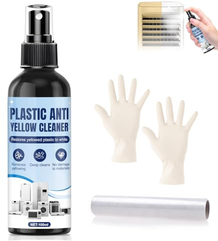 WEILAOK Sbiancante per Plastica Ingiallita, Sbiancante Plastica Ingiallita, Pulisce a Fondo e Rinnova, Contiene un Asciugamano e Guanti, Ampiamente Applicabile, Sicuro e Delicato, 100ml