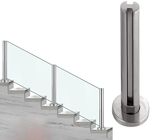Poteau de balustrade en verre d'intérieur en acier inoxydable pour panneaux de 10/12 mm – Hauteur moyenne 105 cm Balustrade pour balcon et escalier – Poteau de terrasse en verre