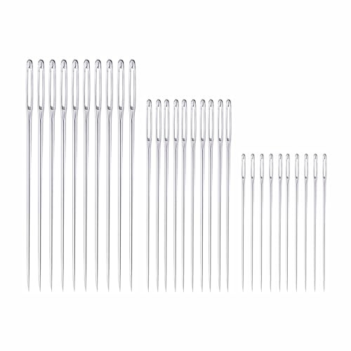 30 agujas de coser de punta afilada de ojo grande, agujas de coser de metal afilado, herramienta de tejer para malla, mezclilla, seda, lona de algodón