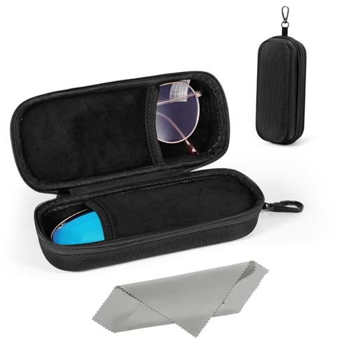 MoKo Étui Double pour Lunettes, Coque Rigide pour Deux Paires de Lunettes, Organisateur de Lunettes de Soleil de Voyage avec Fermeture à Glissière, Boîte de Rangement pour Lunettes, Noir