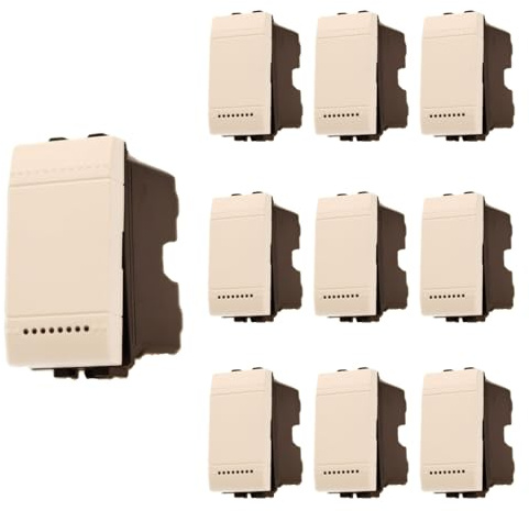 10 Pezzi Interruttore Unipolare 1P 16A 220V, Compatibile Con Bticino Living Light, Colore Bianco, Retro Illuminabile, 1 Modulo, Serie MBL